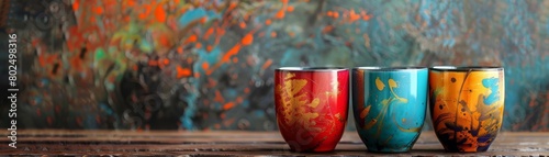 Mugs with Thai silk calligraphy patterns, combining art and wisdom