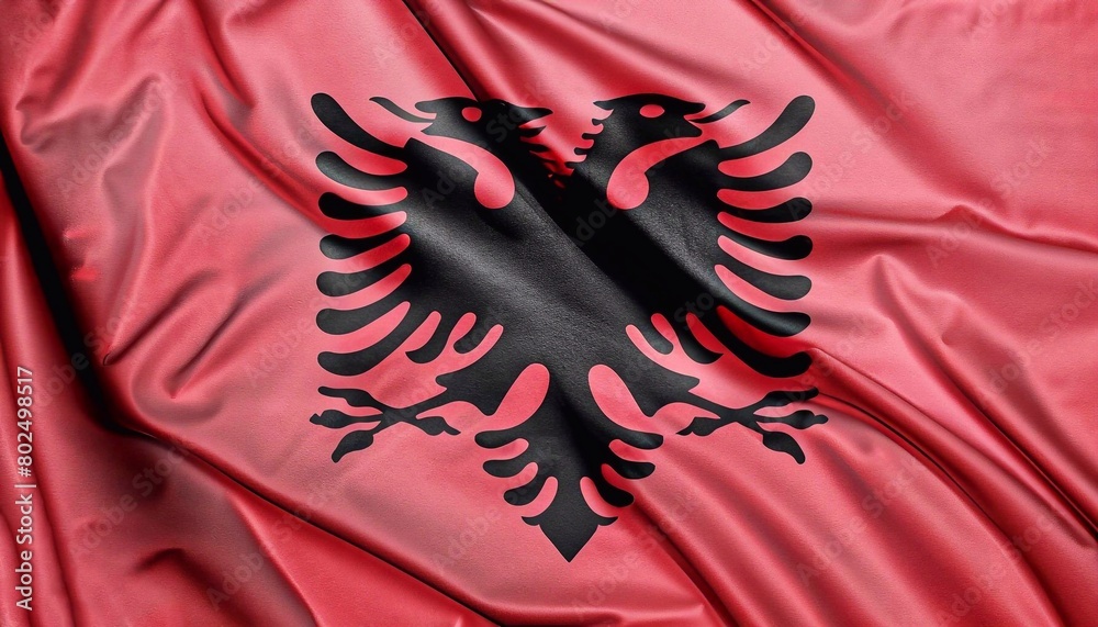 the flag of Albania_with pleats with visible satin texture