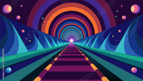 A neverending tunnel of swirling pulsating lights each one representing a different aspect of the psychedelic experience..