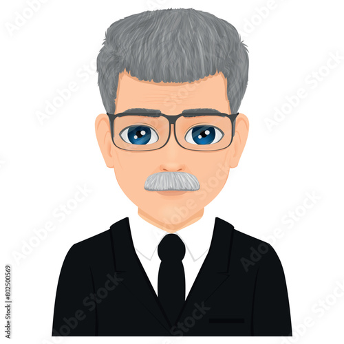 Portrait of charismatic bearded and glasses old man