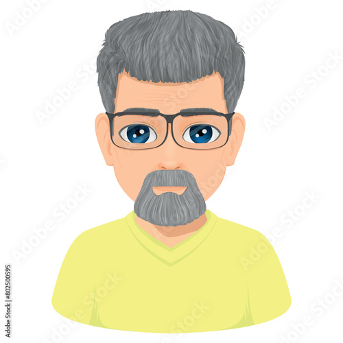 Portrait of charismatic bearded and glasses old man