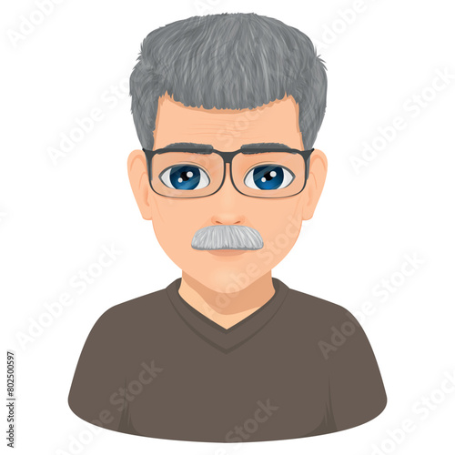 Portrait of charismatic bearded and glasses old man