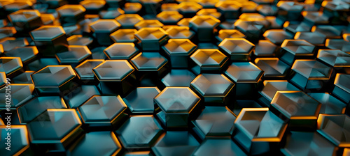 An HD photo capturing a pattern of intricate hexagons in metallic tones, giving a futuristic feel