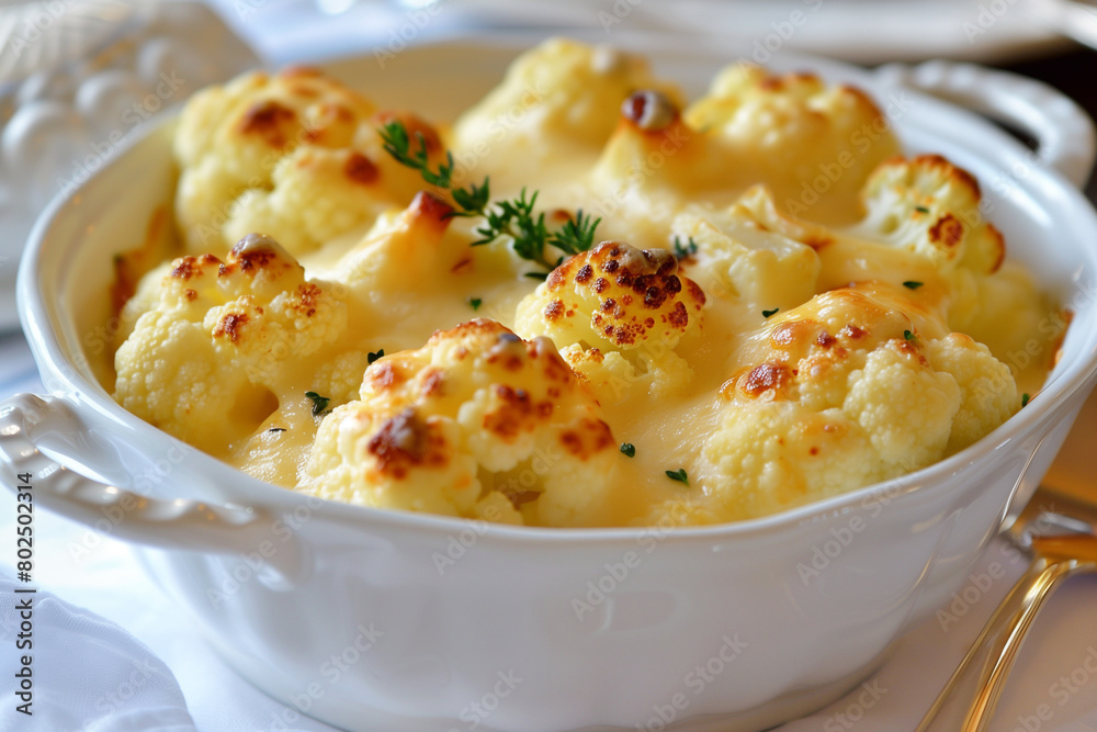 Cauliflower gratin with bechamel sauce. Cauliflower casserole. Cauliflower gratin with bechamel sauce. Cauliflower casserole.
