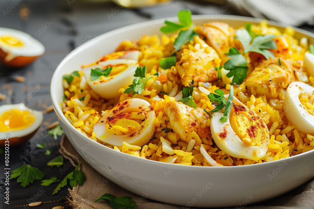 Kedgeree with a smoked mackerel. Kedgeree with a smoked mackerel.