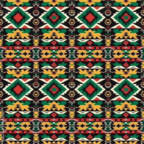 bohemian fabric pattern yellow green geometric pattern red black brown tribal fabric pattern seamless textile art collection background fashionable wallpaper Design fabrics graphic ethnic postcards 