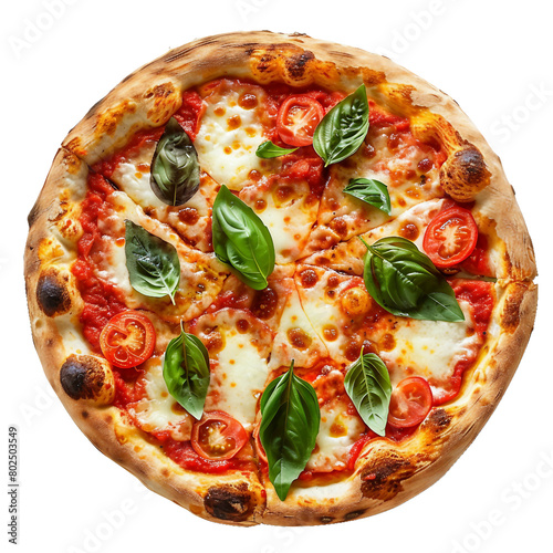 Pizza Margherita, transparent background, isolated image, generative AI