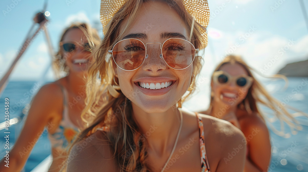 summer feeling - group of friends at a beach party in summer summer feeling - group of friends at a beach party in summer