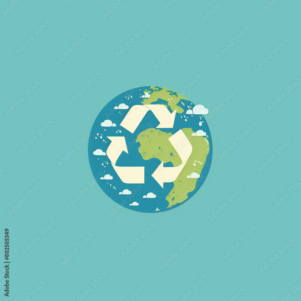 Earth with recycling symbol, vibrant, global sustainability Earth with recycling symbol, vibrant, global sustainability