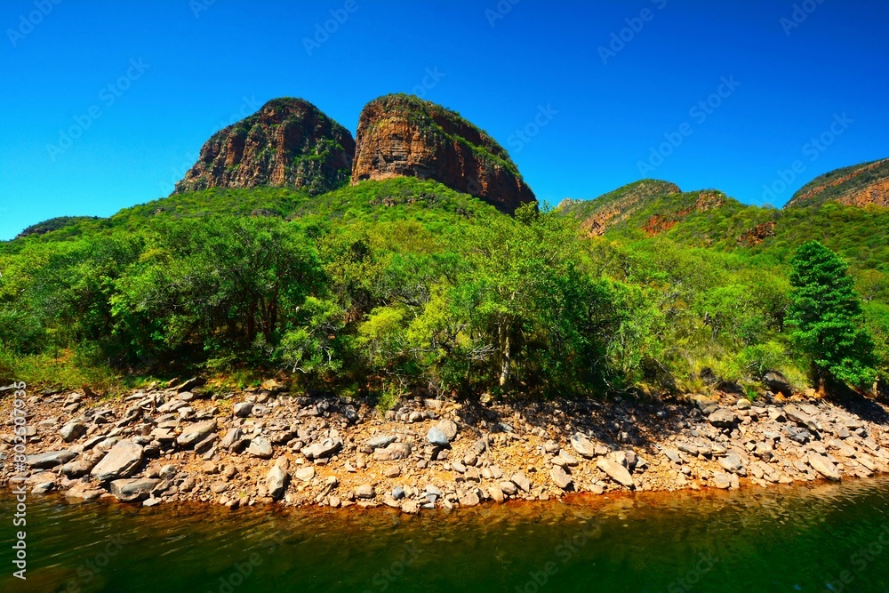 Stunning rock formation of the lower Blyde River Canyon as seen during ...