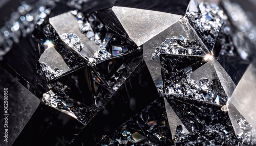 macro photo of black diamond texture with crystal structure