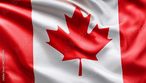 Canada flag with pleats with visible satin texture photo