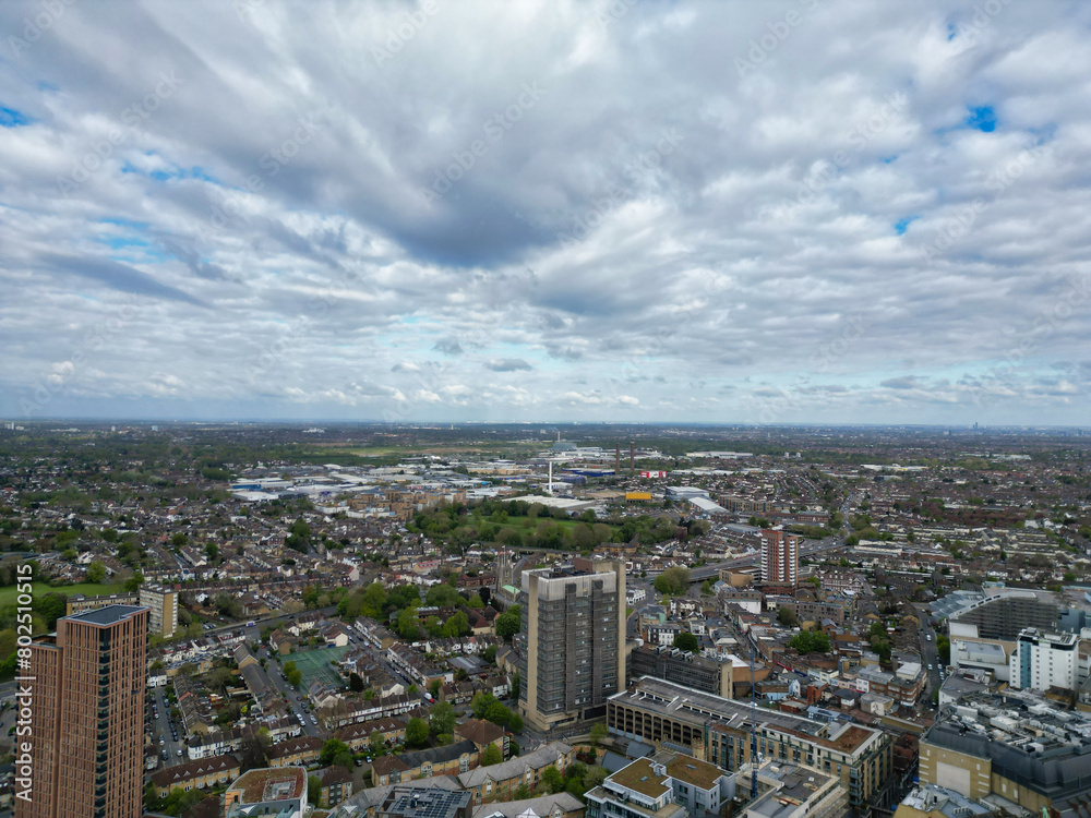 Most Beautiful Aerial View of Central West Croydon London City of England United Kingdom. April 24th, 2024