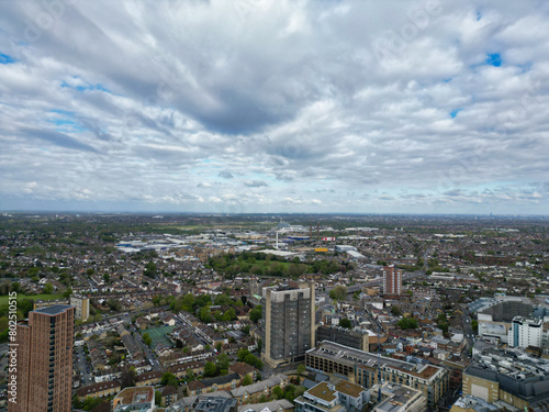Most Beautiful Aerial View of Central West Croydon London City of England United Kingdom. April 24th, 2024