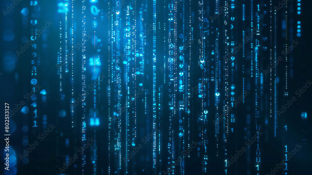 blue binary code and light streaks Abstract digital background blue binary code and light streaks Abstract digital background