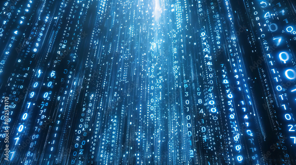 blue binary code and light streaks Abstract digital background blue binary code and light streaks Abstract digital background