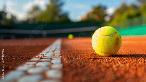 テニスコートとテニスボール © bephoto