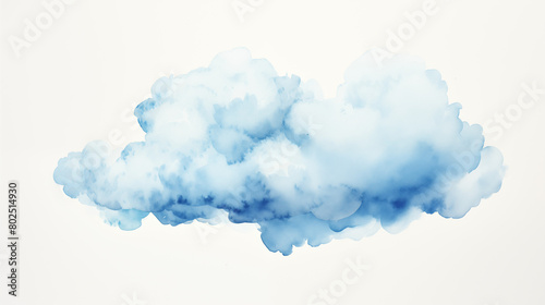 watercolor painting of a blue cloud on a white background, wallpaper with copy space 