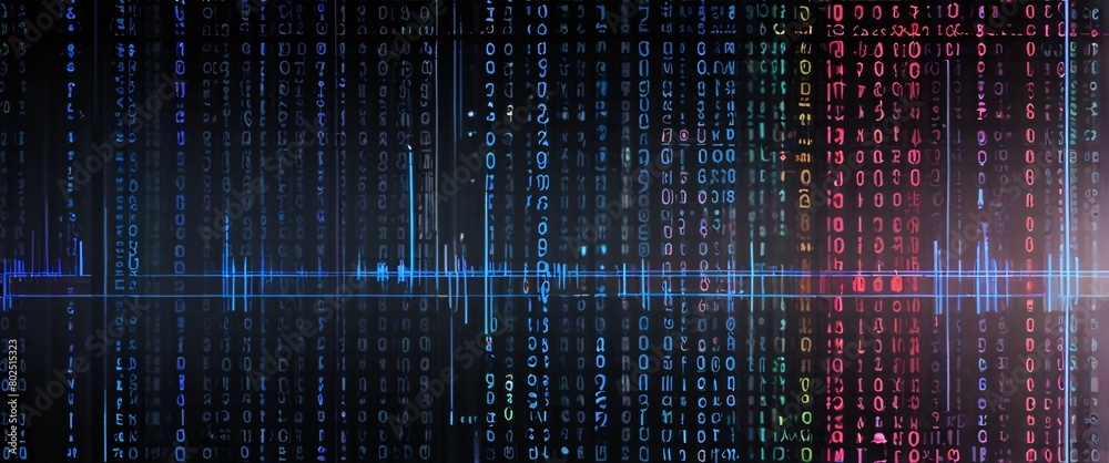 An abstract digital background with binary code and AI algorithms running in the background An abstract digital background with binary code and AI algorithms running in the background