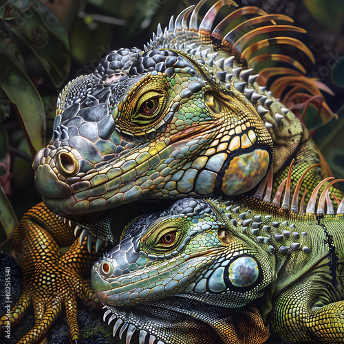 two iguanas in the forest © dimension seven