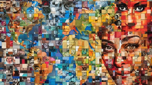 Global Mosaic: A Vibrant Composite of Faces Spanning Continents