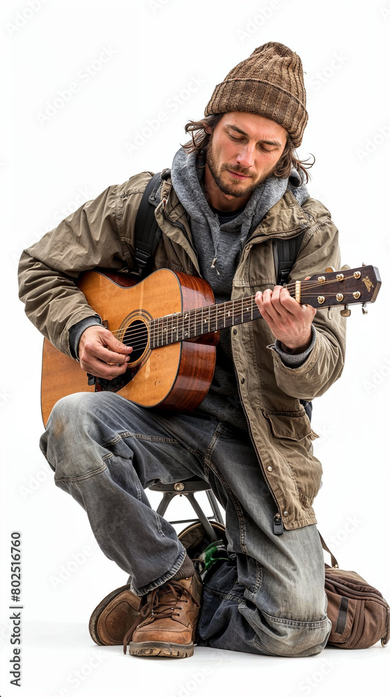 Street Musician in Thoughtful Pose