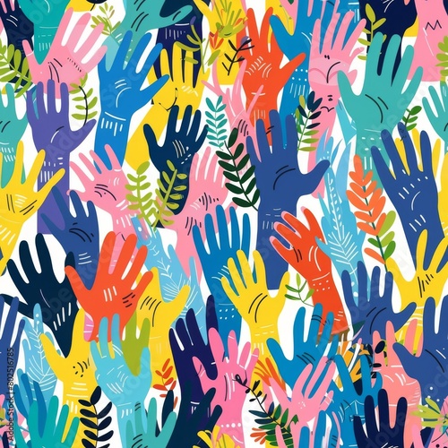 Diverse Colorful People Seamless Pattern Illustration  