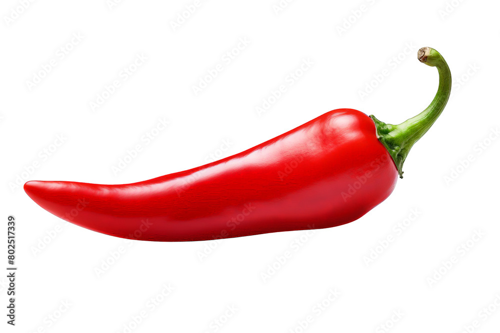A red pepper is shown on a white background, transparent background A red pepper is shown on a white background, transparent background