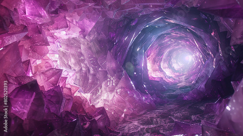 Mystical Purple Crystal Cave Illuminated with Ethereal Light