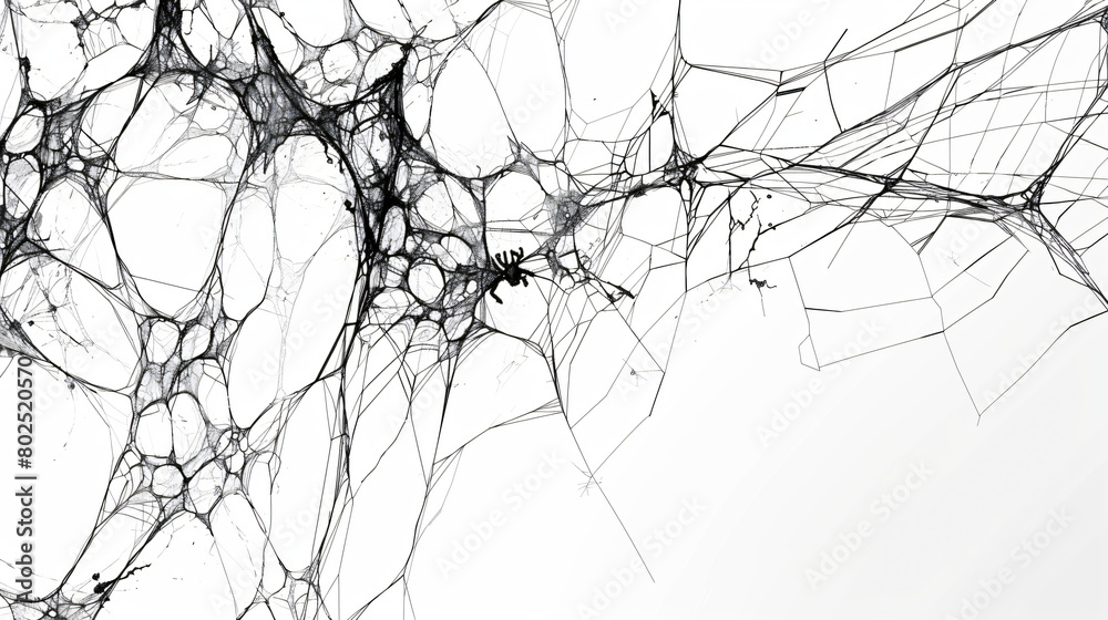 Obraz premium black spider web line art on white background