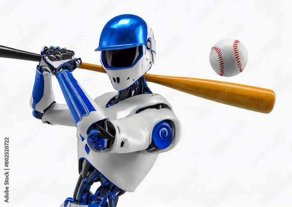 Naklejka premium スポーツの概念で人工知能を搭載した野球選手 