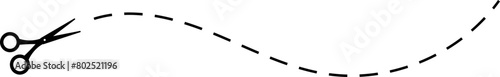 Scissors cut dotted line wavy shape