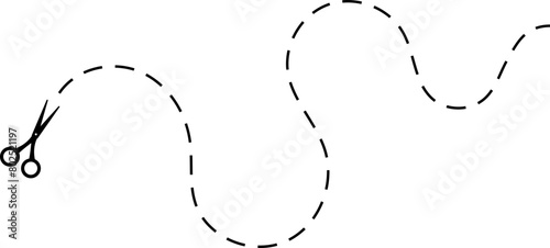 Scissors cut dotted line wavy shape