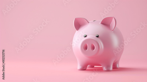 Obraz na płótnie A fun looking piggy bank toy isolated on pink background with space for text w salonie