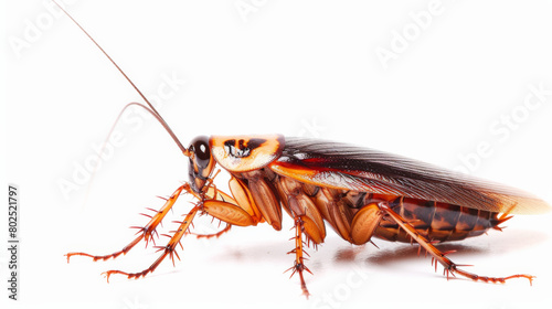 Obraz na płótnie A close up of a cockroach isolated on a white background w salonie