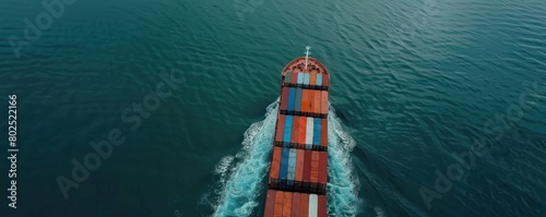 Aerial view of container cargo ship transport across the sea