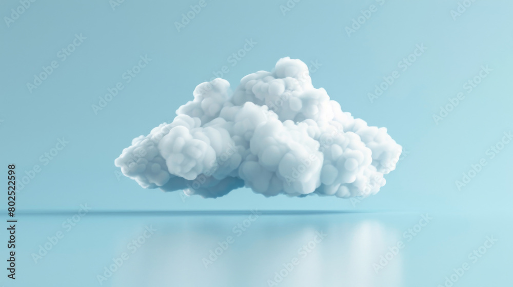 A puffy white cloud isolated on a light blue sky background