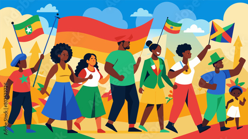 The Juneteenth parade is a vivid display of unity and pride bringing together a community to honor the past and look towards a brighter future.. Vector illustration