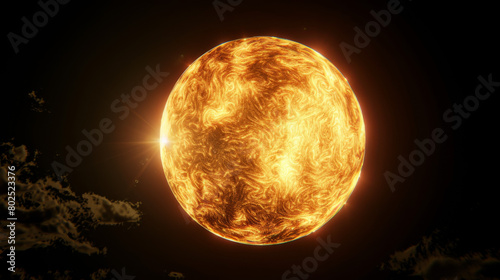 Obraz na płótnie The sun, bright looking planet with fire and glowing surface on a black background w salonie