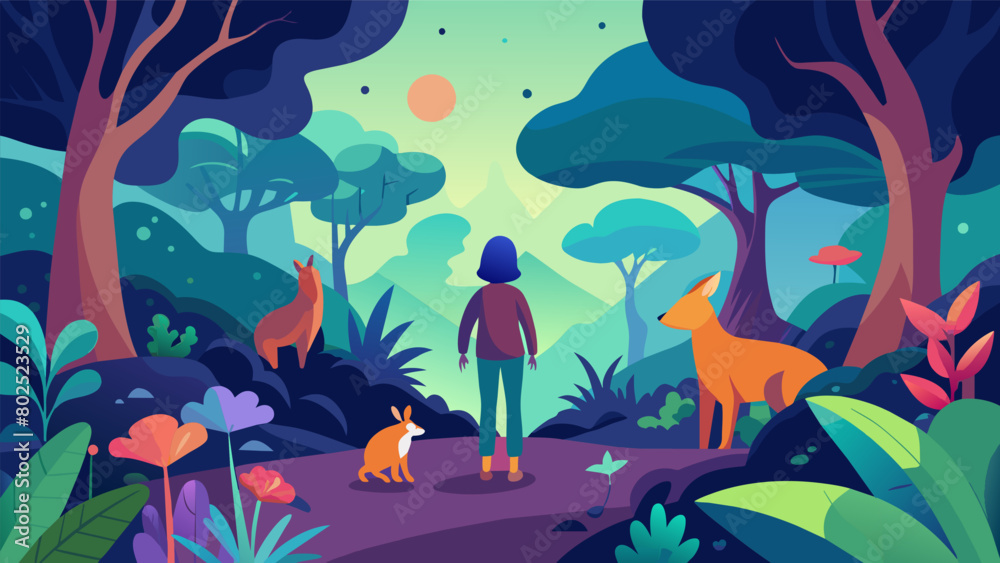 In a dreamlike state a patient ventures into a lush vibrant forest where they encounter wise animals who guide them towards selfdiscovery and healing.. In a dreamlike state a patient ventures into a lush vibrant forest where they encounter wise animals who guide them towards selfdiscovery and healing..