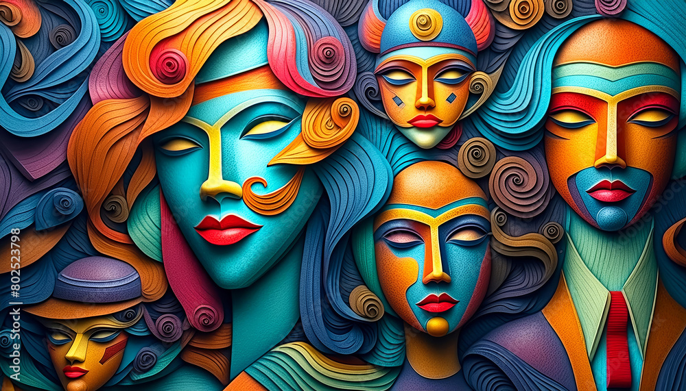 A mural of people A mural of people