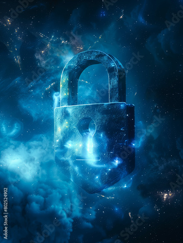 cyber security padlock and key
