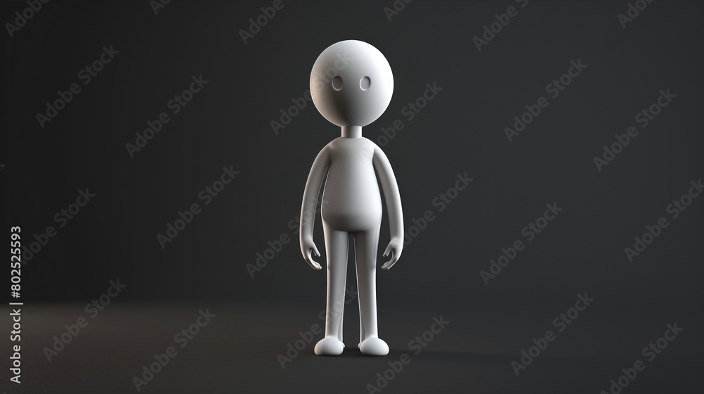 3D Render of Simplistic Gray Character on Dark Background for Concept Art 3D Render of Simplistic Gray Character on Dark Background for Concept Art