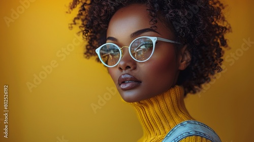 Fashion Portrait of African American Woman in Yellow
