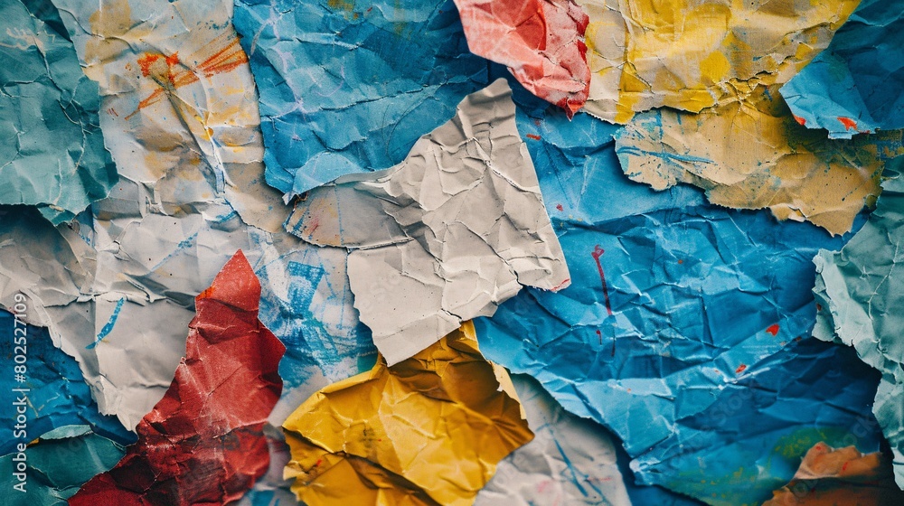 close up of colorful wrinkly ripped paper close up of colorful wrinkly ripped paper