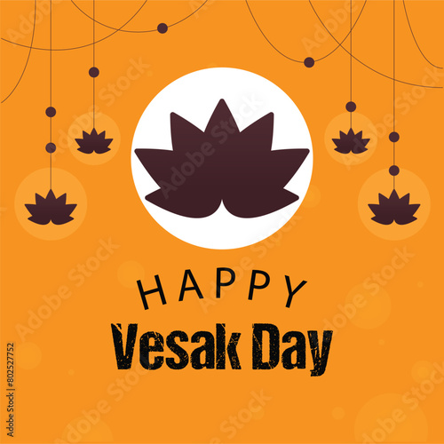 Happy Buddha Purnima Vesak festival social media post design vector illustration.