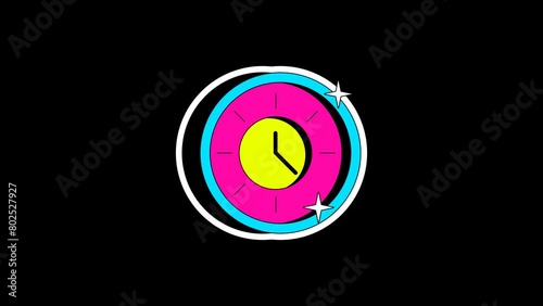 time clock animated with Alpha Channel (transparent) (ID: 802527927)