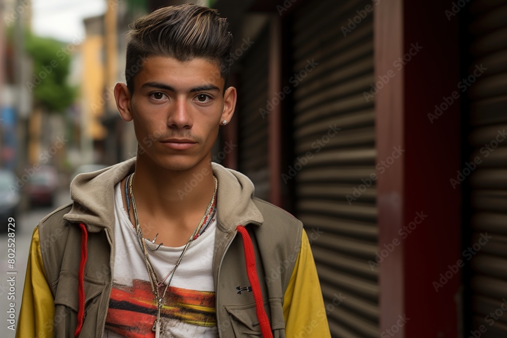 A young man with a beard and a yellow