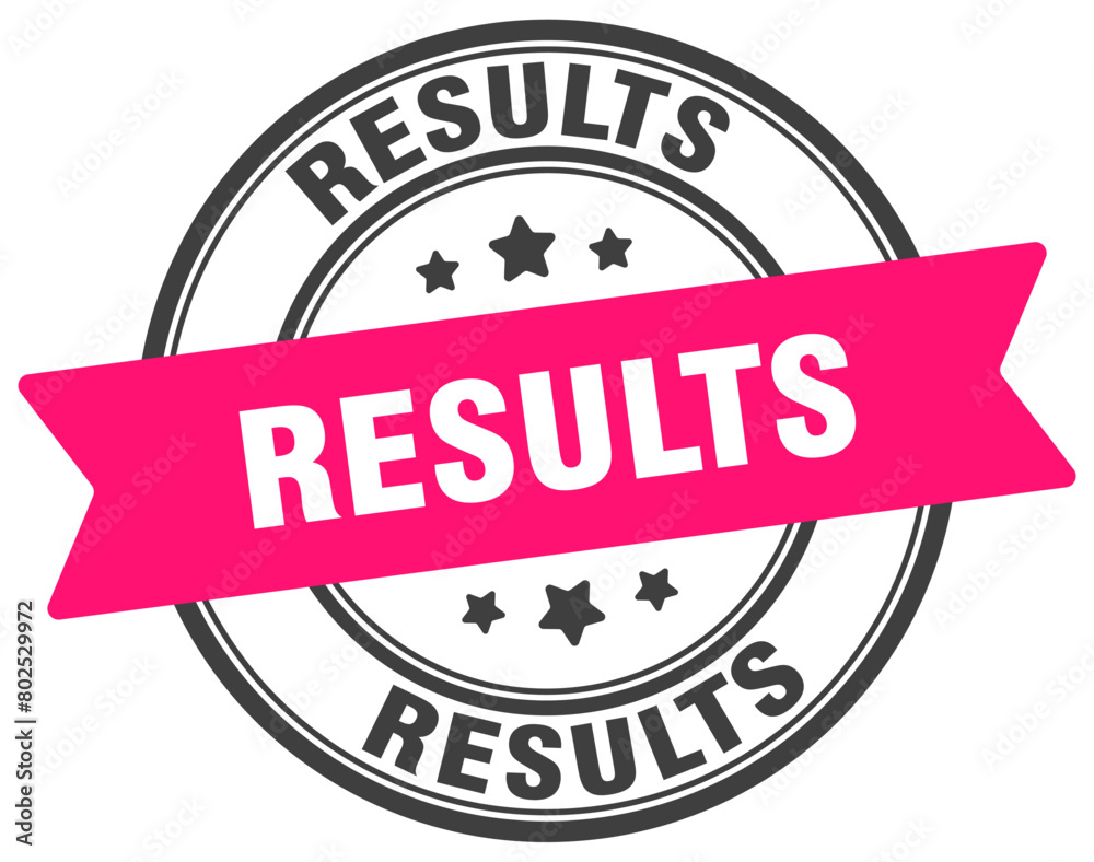 Fototapeta premium results stamp. results label on transparent background. round sign