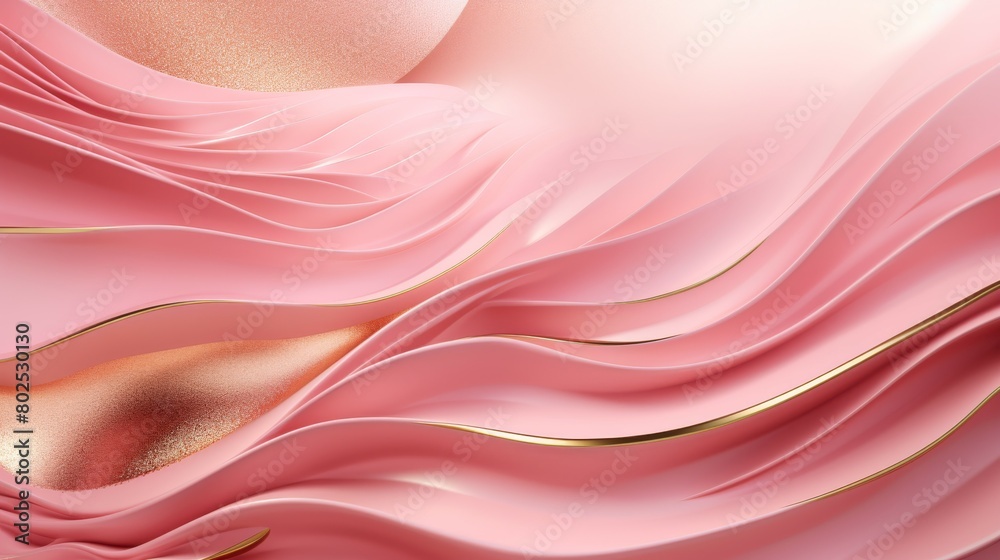 Fototapeta premium Luxury golden line background pink shades in 3d abstract style. Illustration from vector about modern template deluxe design.